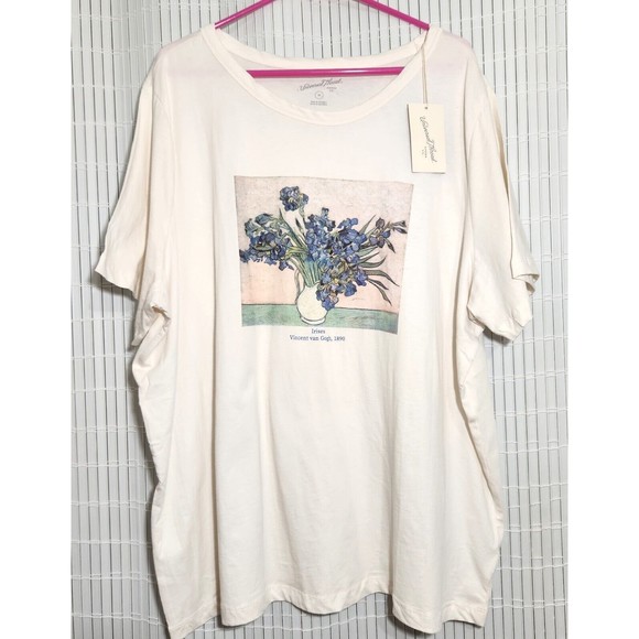 Universal Thread Tops - Universal Thread Tshirt For Women Size 3X Beige Floral 100% Cotton   B9